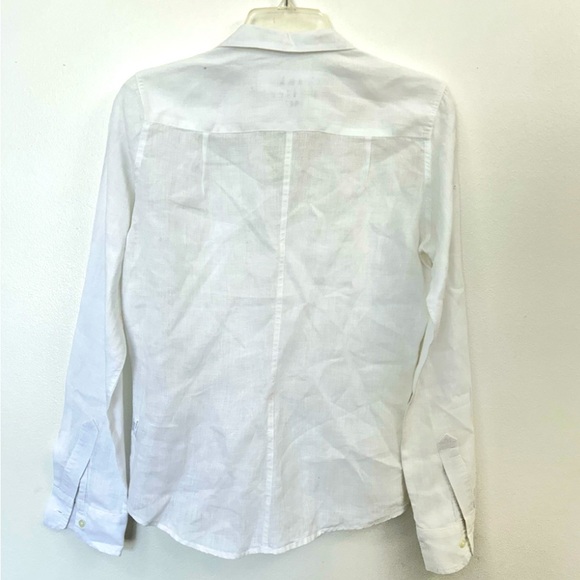 Frank & Eileen Fitted White 100% Linen Button Down Small Long Sleeve Shirt $258 - Picture 4 of 9